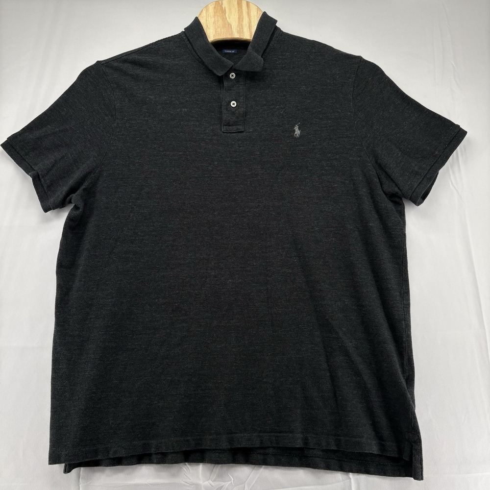 Polo Ralph Lauren Classic Fit Polo Shirt Men's XXL Tall Gray W Green Pony Logo